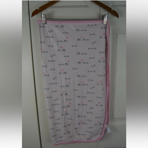 The Children's Place Elephants Holding Balloons Baby Blanket Pink Gray Thin - Picture 2 of 6
